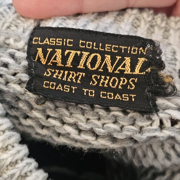 VTG NORDIC Fair Isle SWEATER Pullover Knit ACRYLIC‎ MENS Sz M/L Gray 70s 80s Ski - Picture 7 of 9